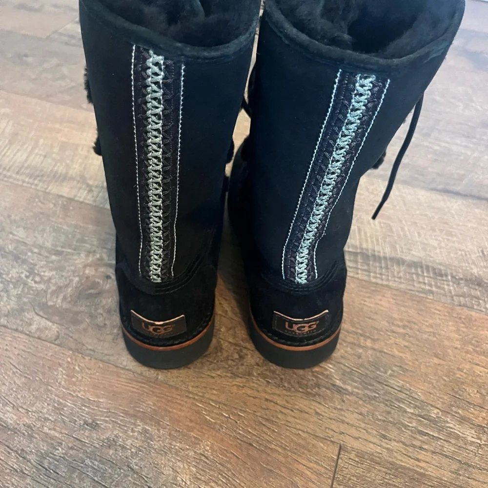 UGG Never Worn Black Suede Boots with Stitch Detail - Picture 4 of 8